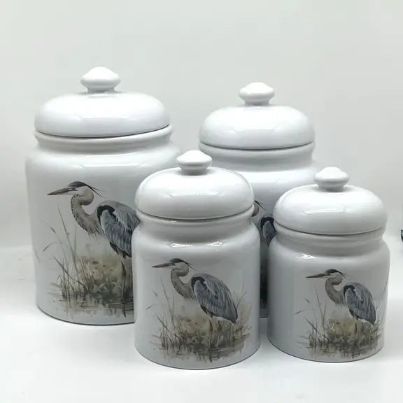 Blue Heron Canister Set