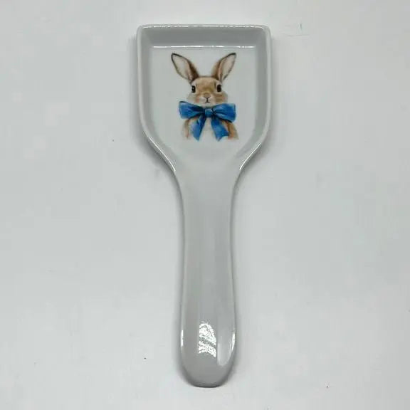 Easter Bunny with Blue Bow Spoon Rest Faust Heirlooms