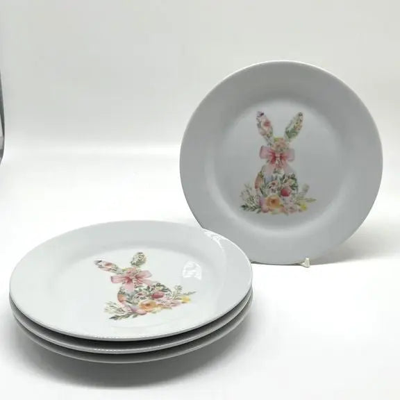 Floral Easter Bunny Salad Plate, 7 1/2" Faust Heirlooms