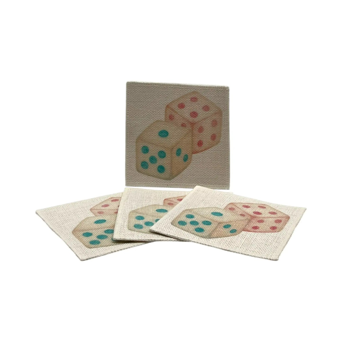 Mahjong Dice Coasters (linen - set of 4) Jane & Lizzee