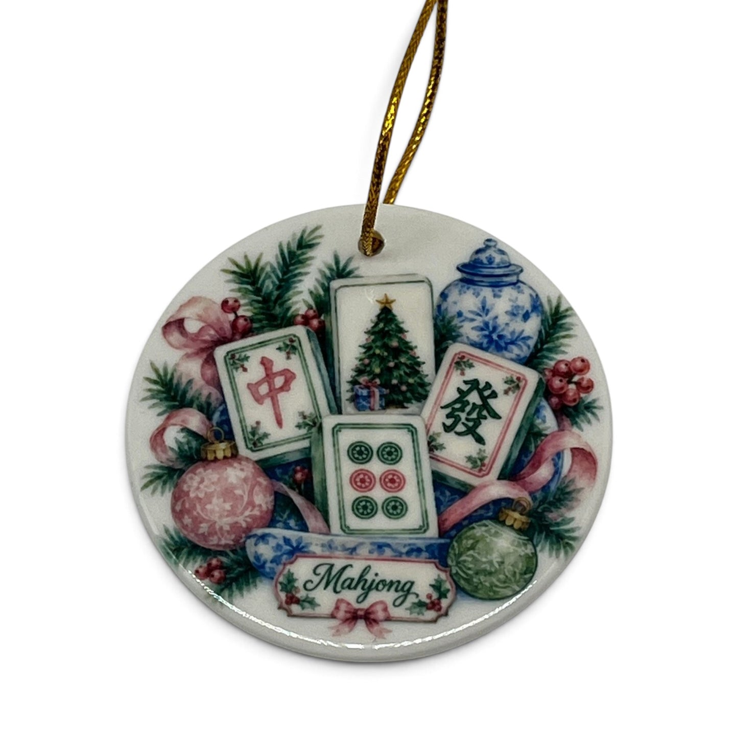 Merry Mahjong Porcelain Ornament – 3"