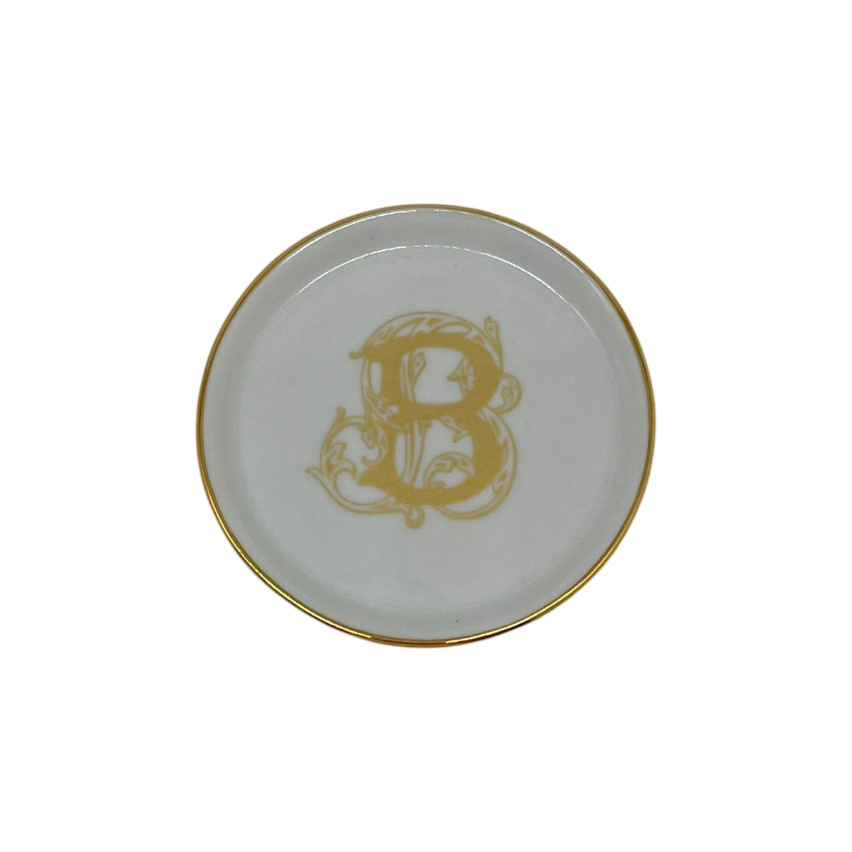 Monogram Gold Banded Coaster, 4" - Faux Gold
