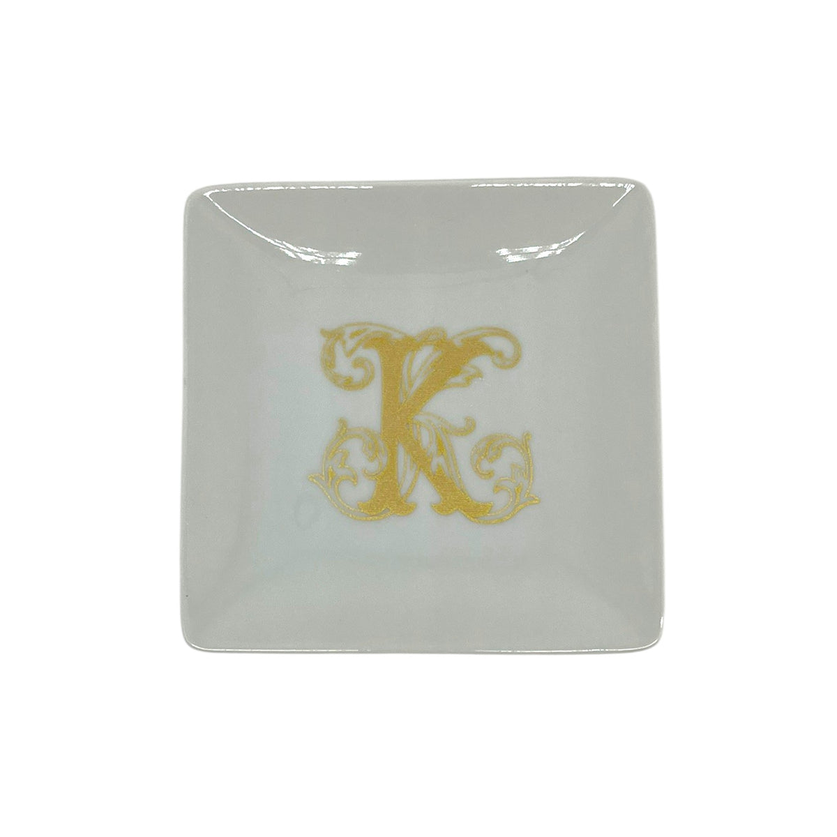 Monogram Square Plate, 4 1/2" - Faux Gold