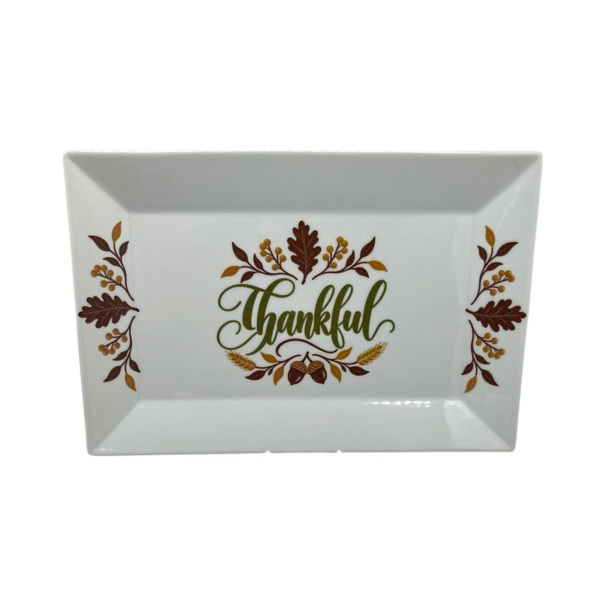 Thankful Fall Platter – Autumn Leaves & Acorns Serving Dish