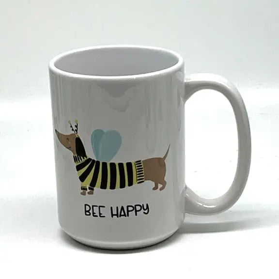 BEE Happy Mug, 15 oz. - Dachshund JD & Company