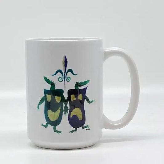 Comedy & Tragedy Mardi Gras Gators Mug, 15 oz. JD & Company