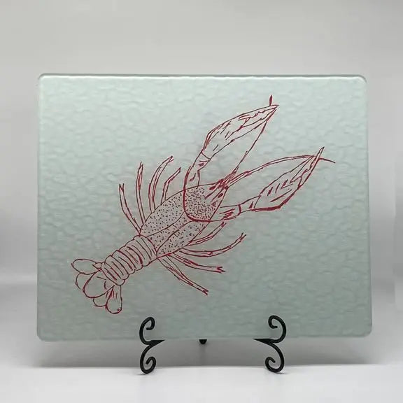 Crawfish Glass Cutting Board, 12" X 15" - MADE IN THE USA