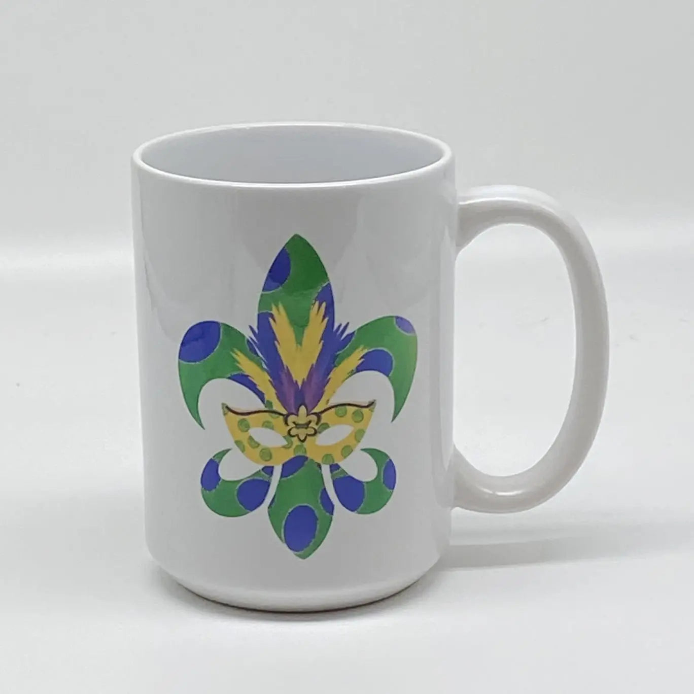 Fleur de Lis with Mask Mug, 15 oz. JD & Company