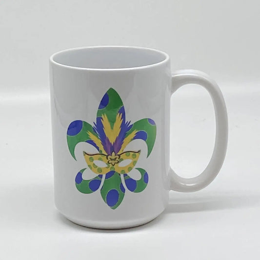 Fleur de Lis with Mask Mug, 15 oz. JD & Company