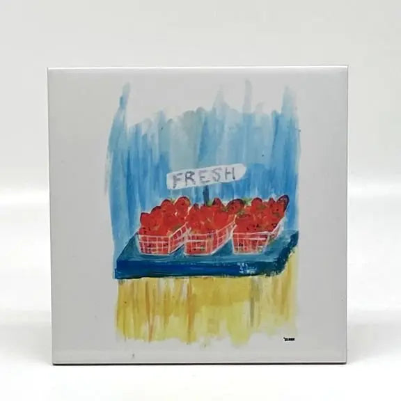 Fresh Strawberries Square Trivet, 6" JD & Company