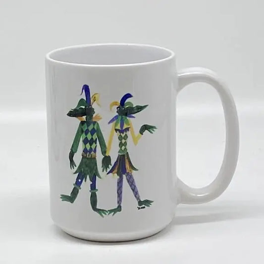Jesters Mardi Gras Gators Mug, 15 oz. JD & Company