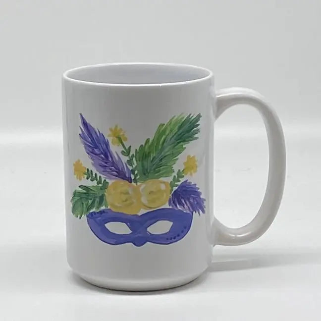 Mardi Gras Mask Mug, 15 oz. JD & Company