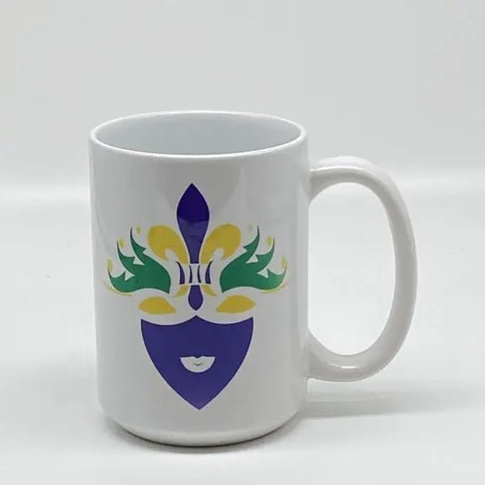 Mardi Gras Mask Mug, 15 oz. JD & Company
