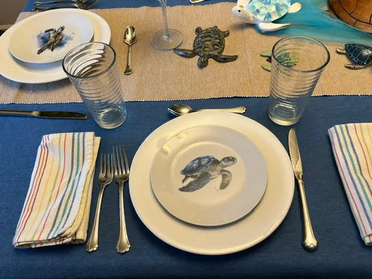 A Sea Turtle Tablescape for Our Grandson Jane & Lizzee