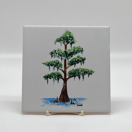 Cypress Tree Square Trivet, 6"