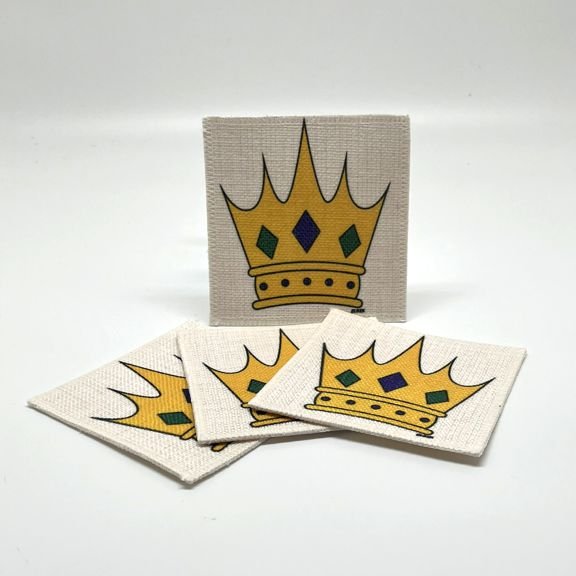 Mardi Gras Crown Linen Coasters (set of 4)