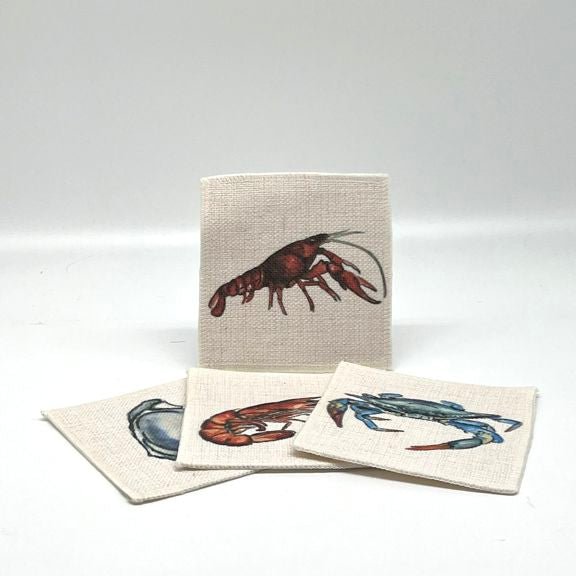 Louisiana Seafood Linen Coasters (set of 4)