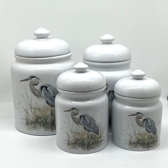 Blue Heron Canister Set, 4pc.