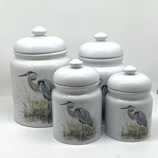 Blue Heron Canister Set, 4pc.