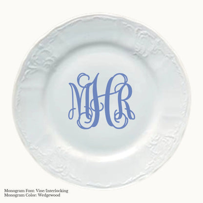 Bernadotte Charger Plate, 12 1/2" - Custom Monogram Faust Heirlooms