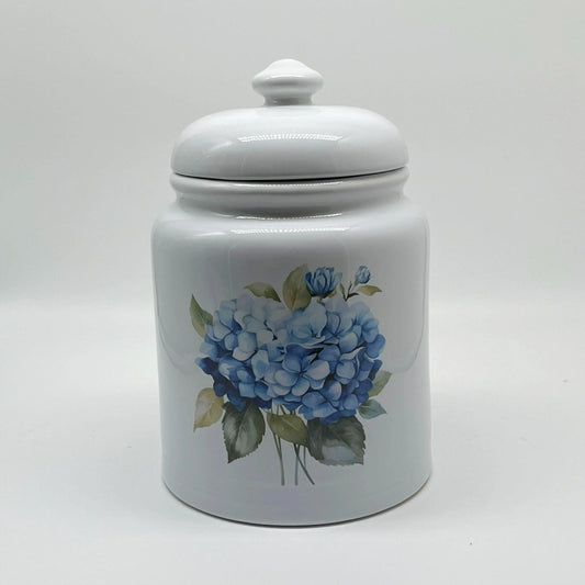 Blue Hydrangea Cookie Jar | Floral Kitchen Canister | Cottagecore Kitchen Decor | Farmhouse Storage Jar | Gift for Her Etsy