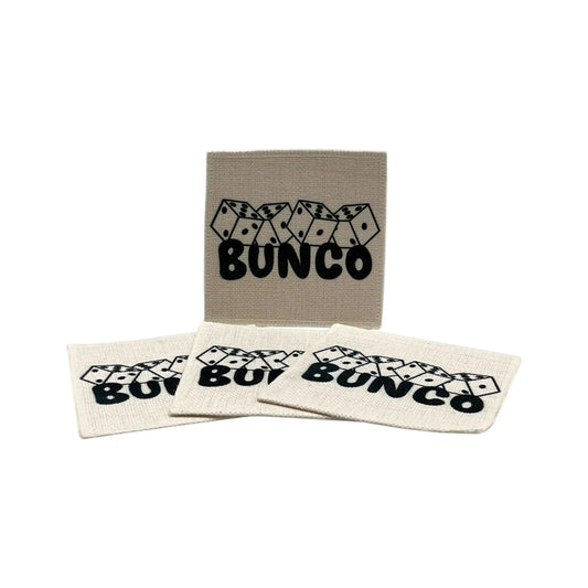 Bunco Coasters (set of 4, linen fabric) Jane & Lizzee