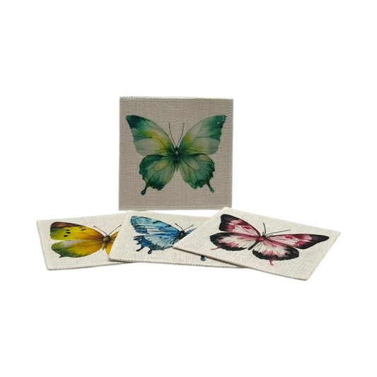 Butterfly Coasters (set of 4, linen fabric) Jane & Lizzee