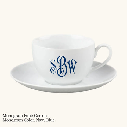 Chic Cup & Saucer, 14 ounce - Custom Monogram Faust Heirlooms
