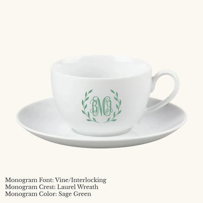 Chic Cup & Saucer, 14 ounce - Custom Monogram Faust Heirlooms