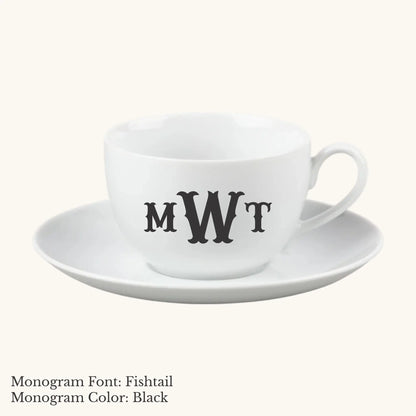 Chic Cup & Saucer, 14 ounce - Custom Monogram Faust Heirlooms