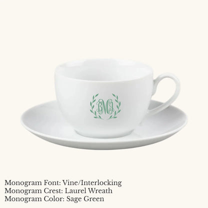 Chic Cup & Saucer, 7 ounce - Custom Monogram Faust Heirlooms