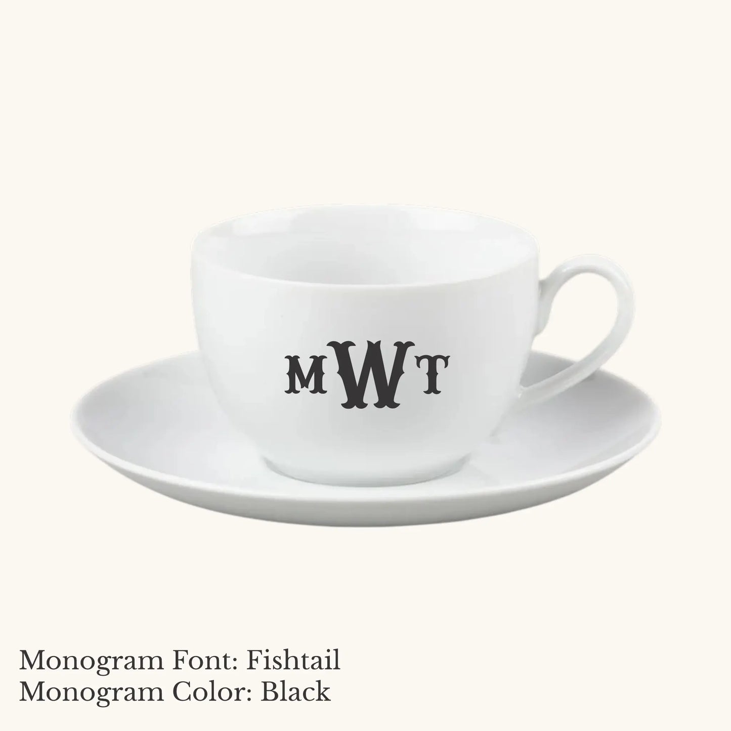 Chic Cup & Saucer, 7 ounce - Custom Monogram Faust Heirlooms