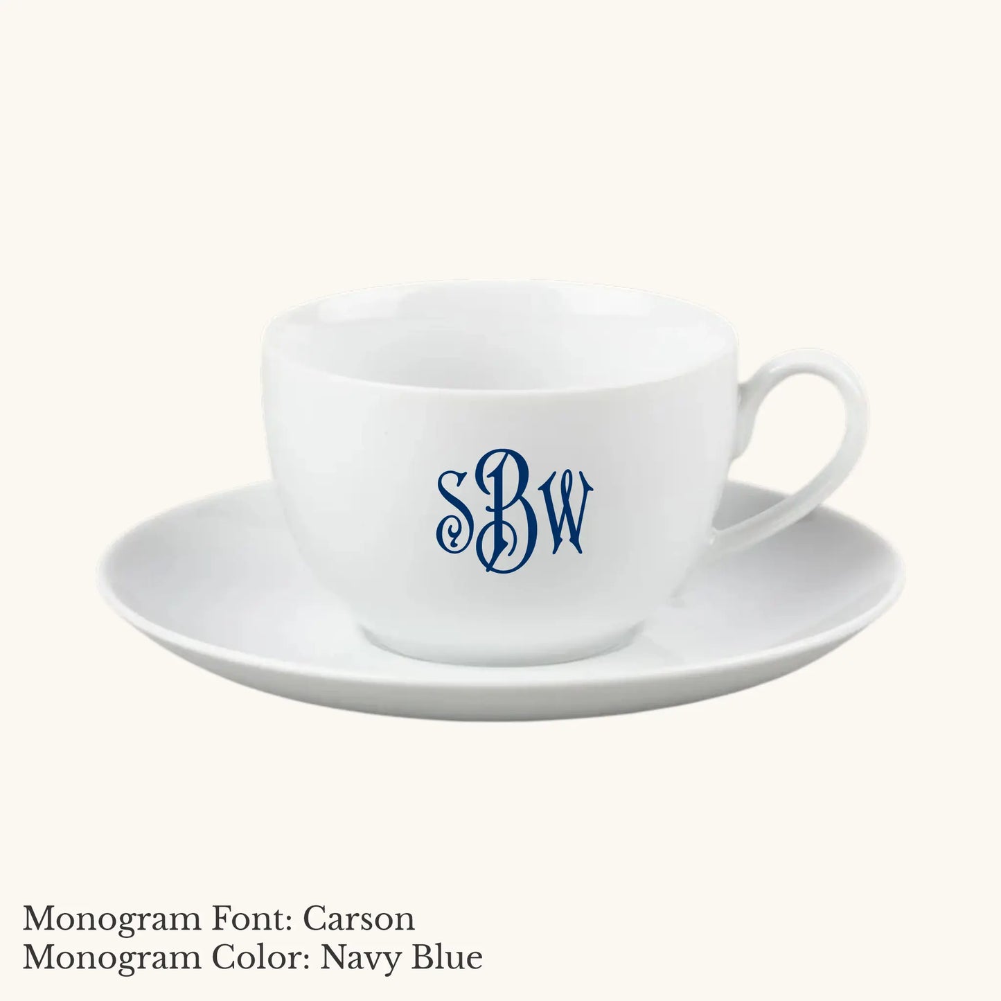 Chic Cup & Saucer, 7 ounce - Custom Monogram Faust Heirlooms