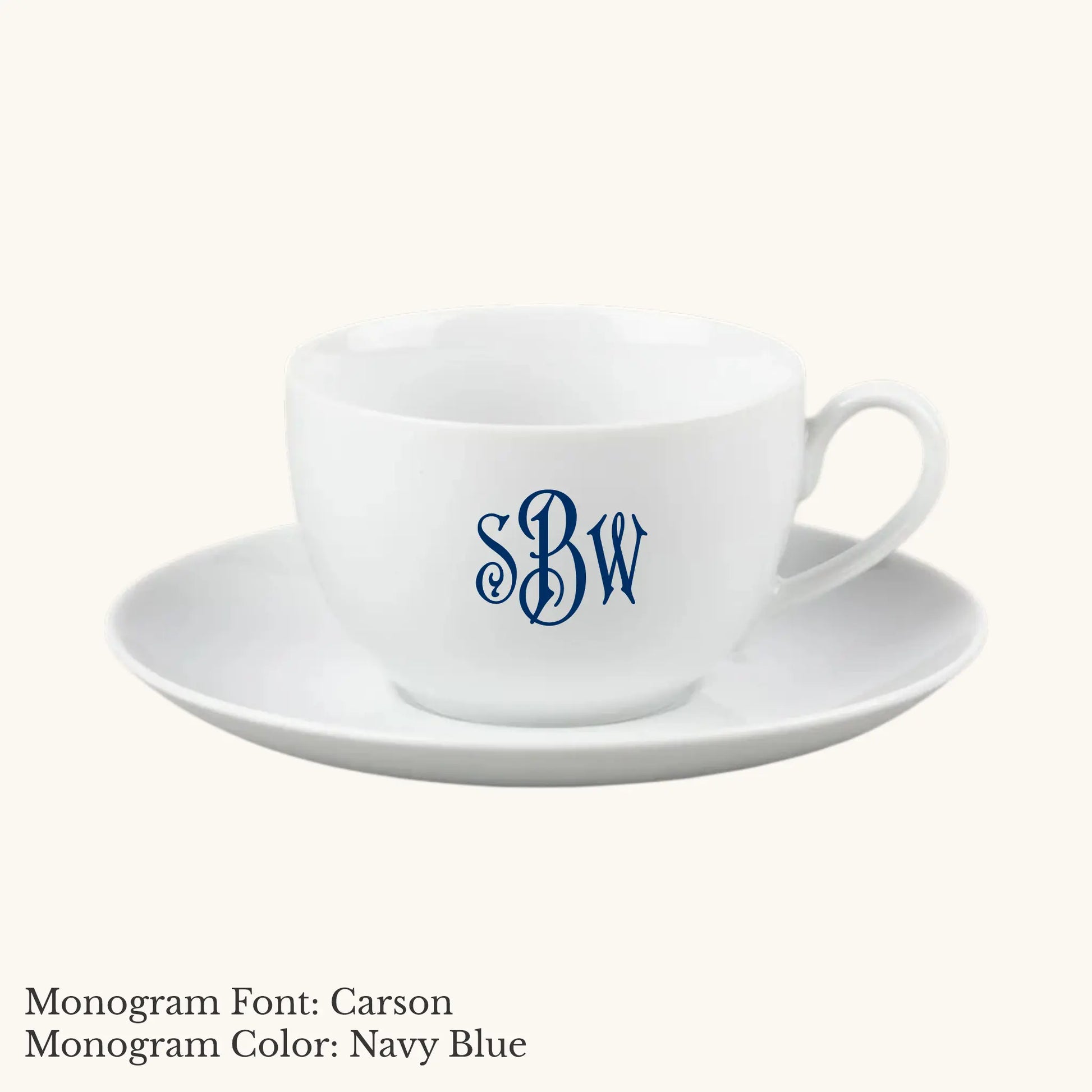 Chic Cup & Saucer, 7 ounce - Custom Monogram Faust Heirlooms