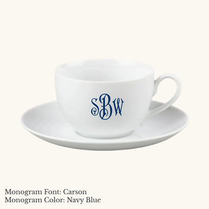 Chic Cup & Saucer, 7 ounce - Custom Monogram Faust Heirlooms