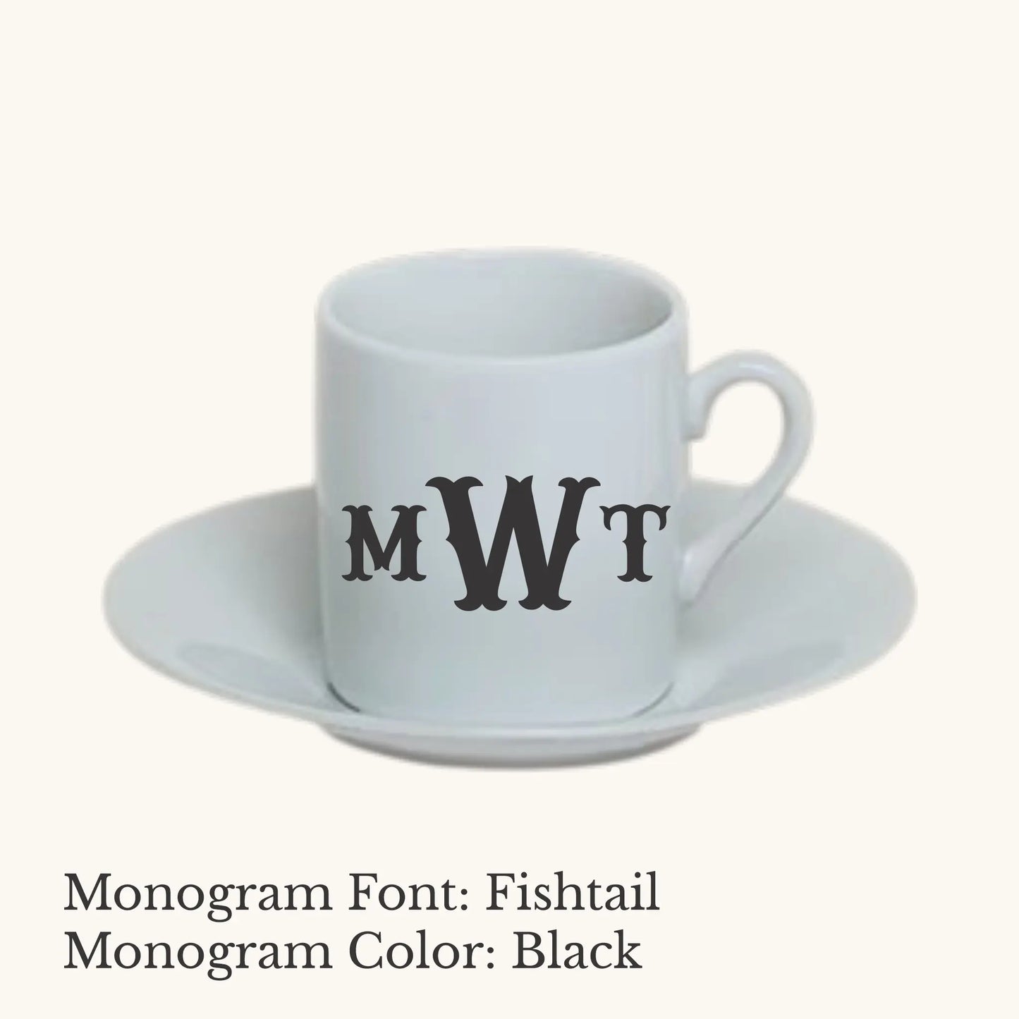 Chic Espresso Cup & Saucer - Custom Monogram Faust Heirlooms
