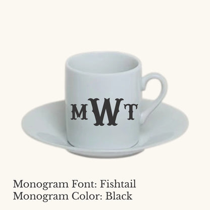 Chic Espresso Cup & Saucer - Custom Monogram Faust Heirlooms