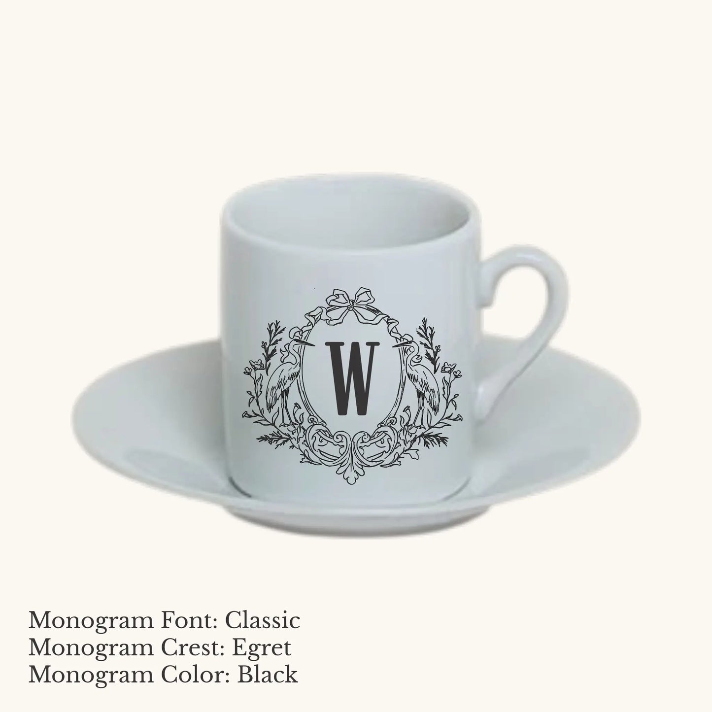 Chic Espresso Cup & Saucer - Custom Monogram Faust Heirlooms