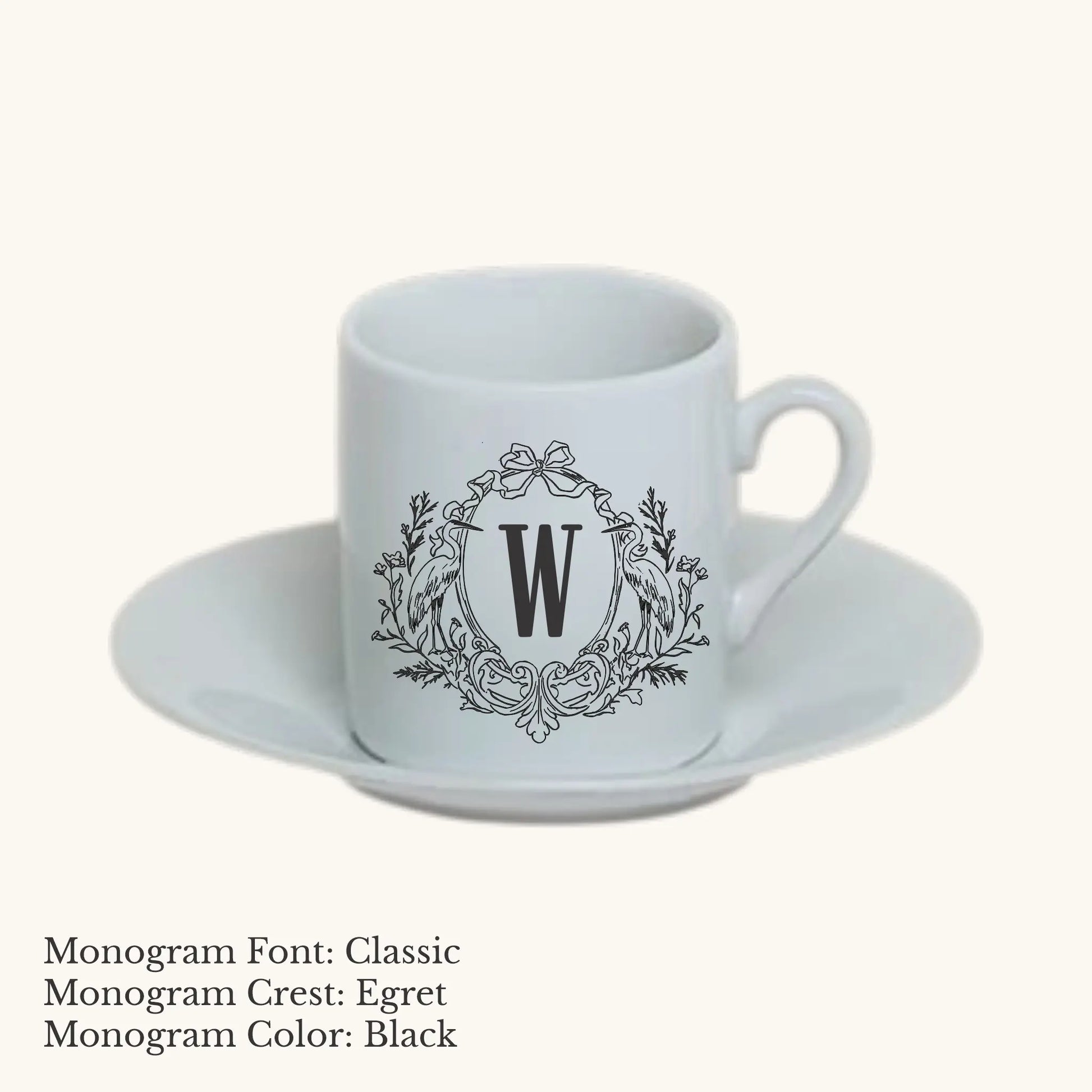 Chic Espresso Cup & Saucer - Custom Monogram Faust Heirlooms