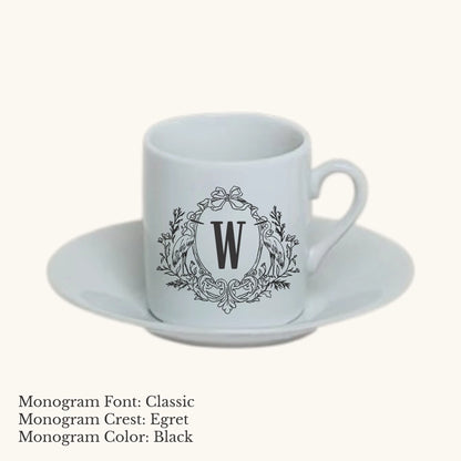 Chic Espresso Cup & Saucer - Custom Monogram Faust Heirlooms