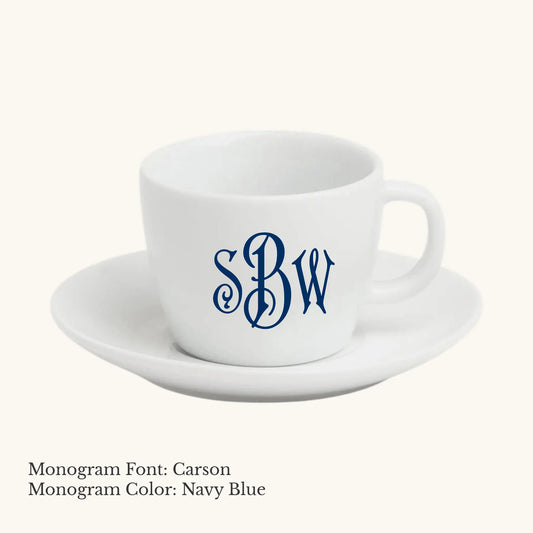 Chic Espresso Cup & Saucer - Custom Monogram Faust Heirlooms