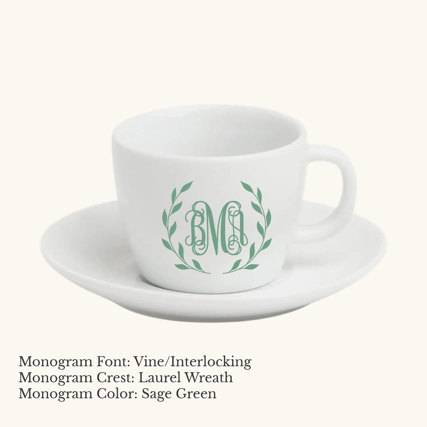 Chic Espresso Cup & Saucer - Custom Monogram Faust Heirlooms