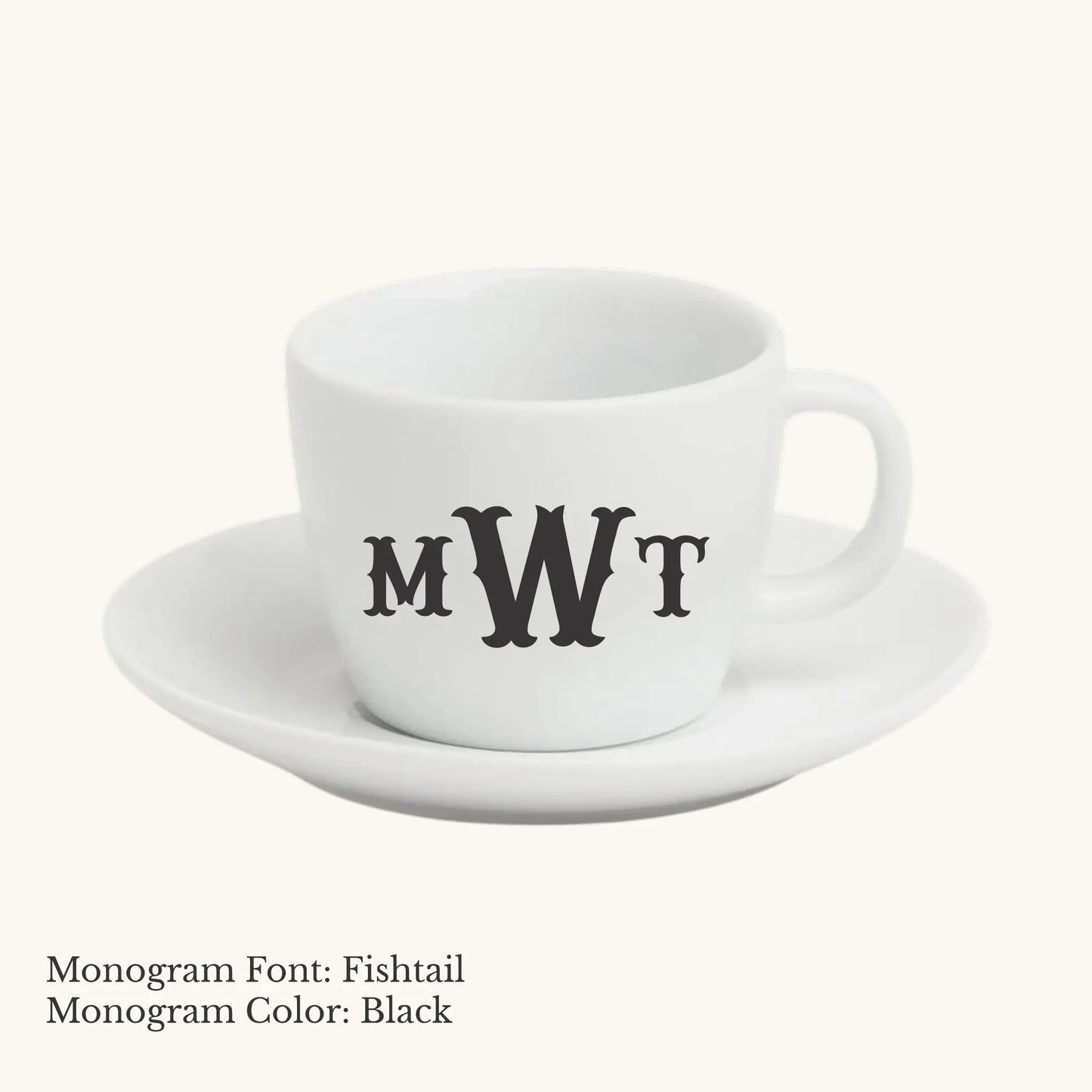 Chic Espresso Cup & Saucer - Custom Monogram Faust Heirlooms