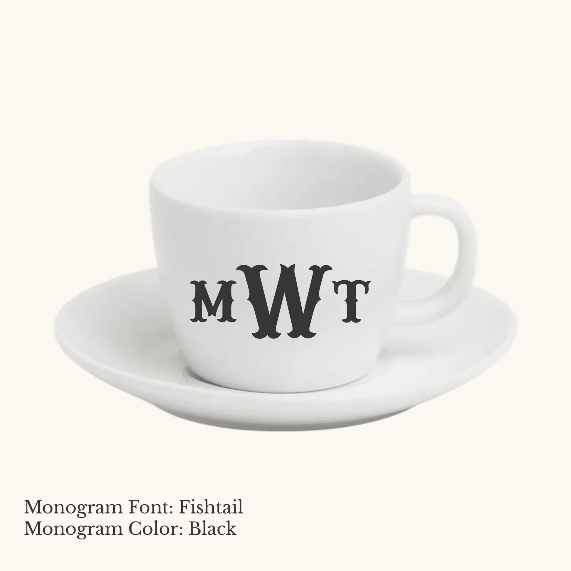 Chic Espresso Cup & Saucer - Custom Monogram Faust Heirlooms