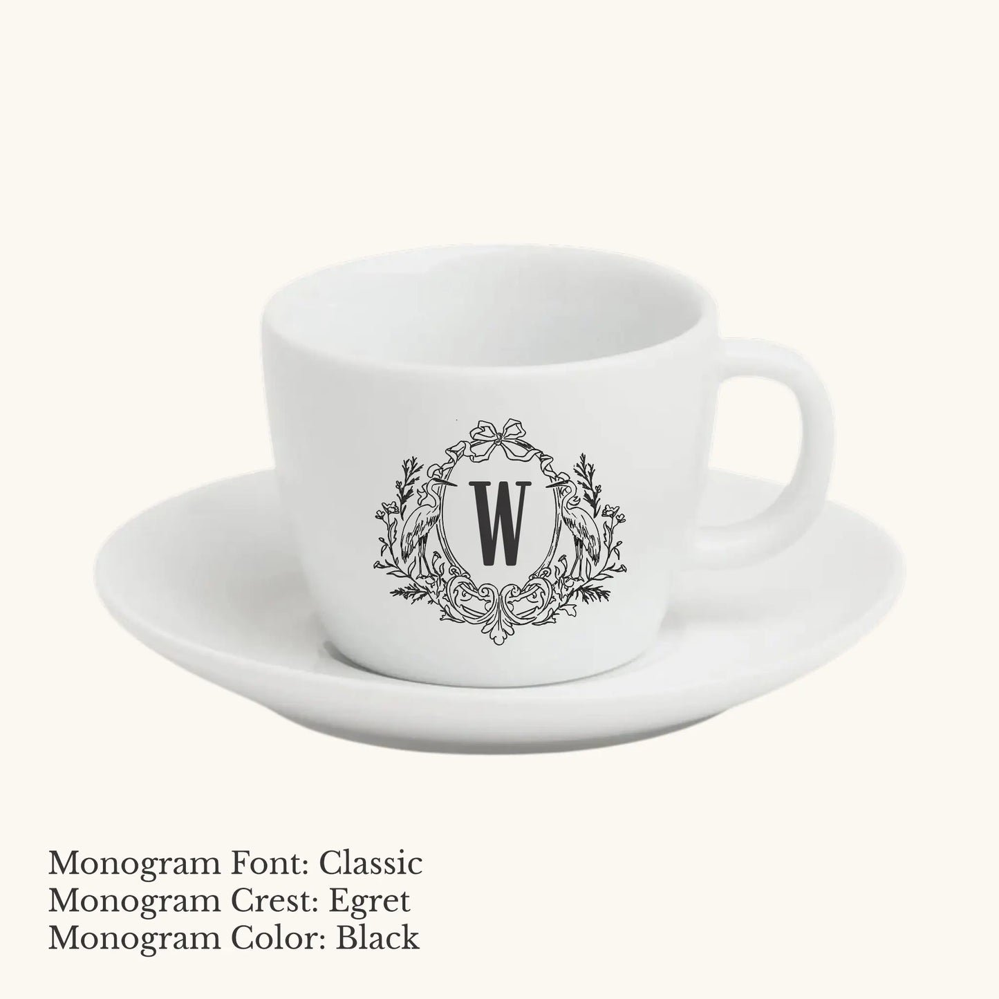 Chic Espresso Cup & Saucer - Custom Monogram Faust Heirlooms