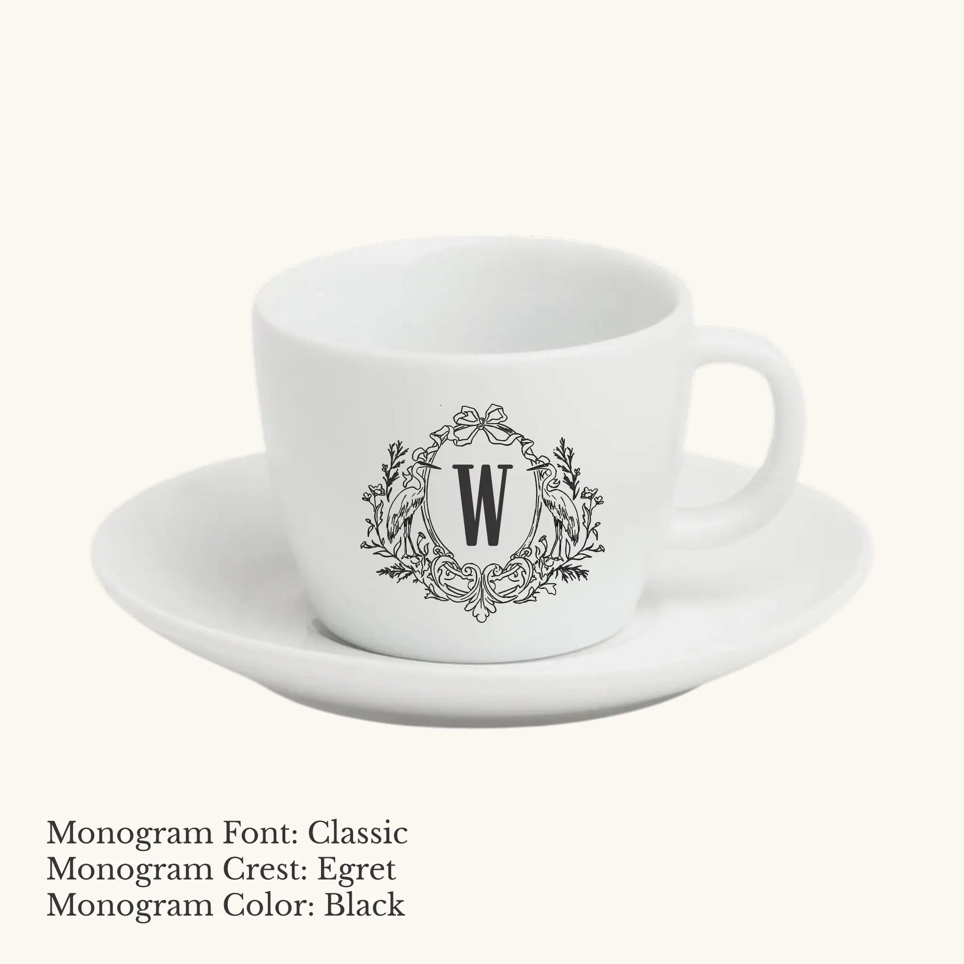 Chic Espresso Cup & Saucer - Custom Monogram Faust Heirlooms