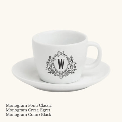 Chic Espresso Cup & Saucer - Custom Monogram Faust Heirlooms