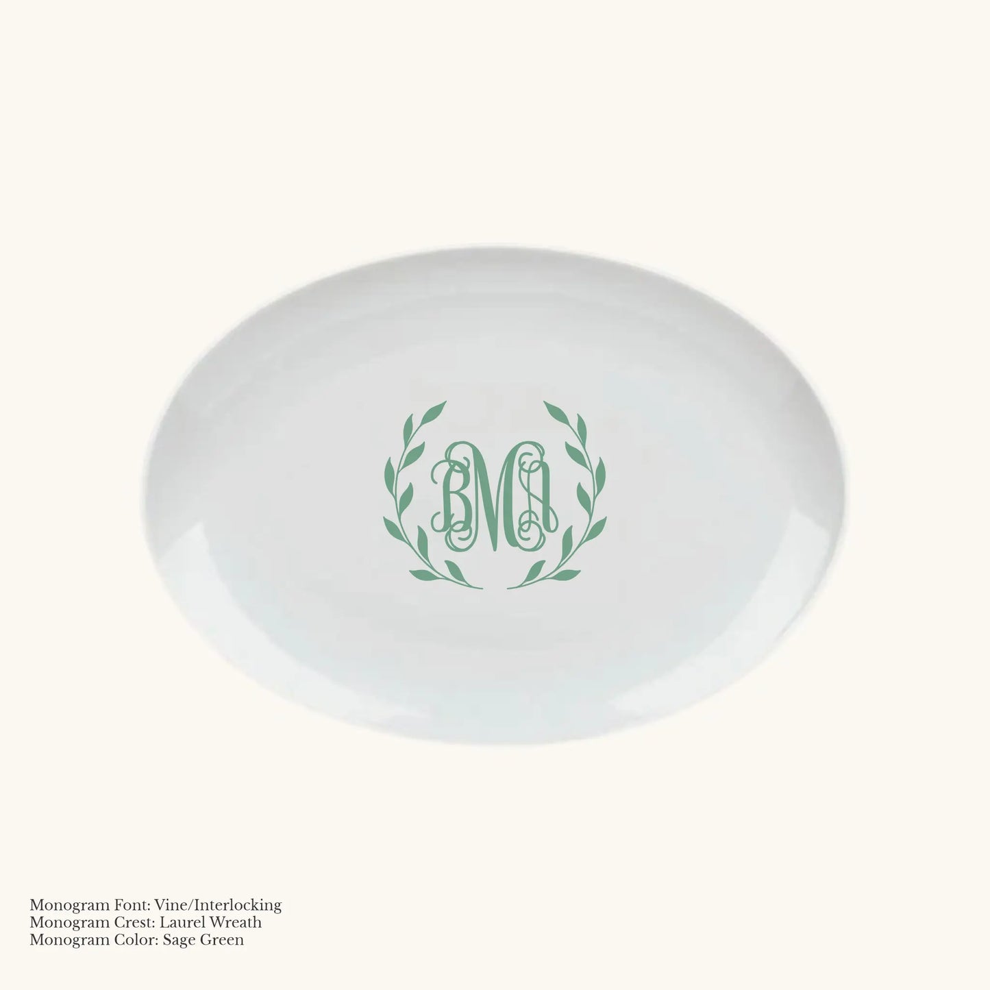 Chic Oval Platter, 12 5/8" - Custom Monogram Faust Heirlooms