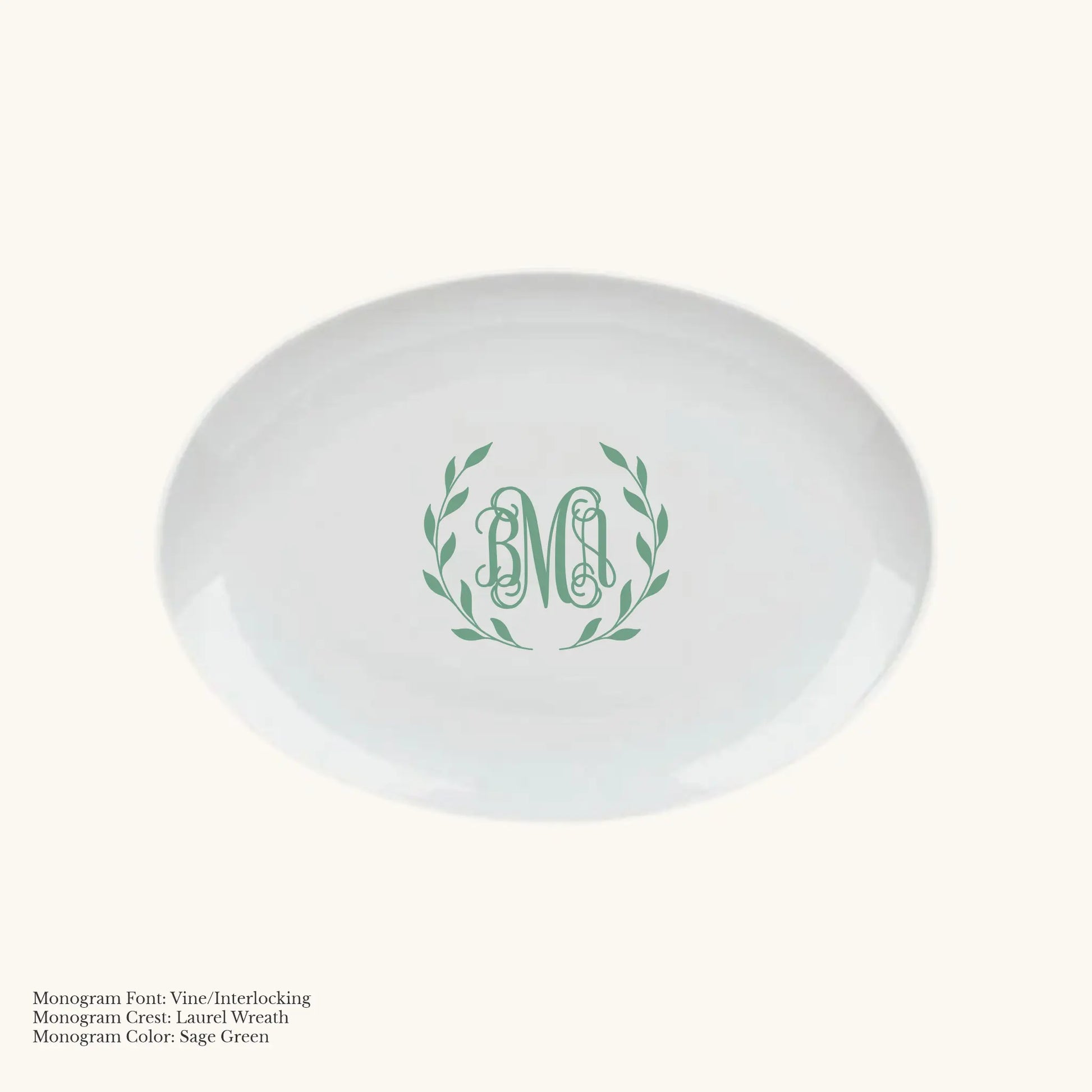 Chic Oval Platter, 12 5/8" - Custom Monogram Faust Heirlooms