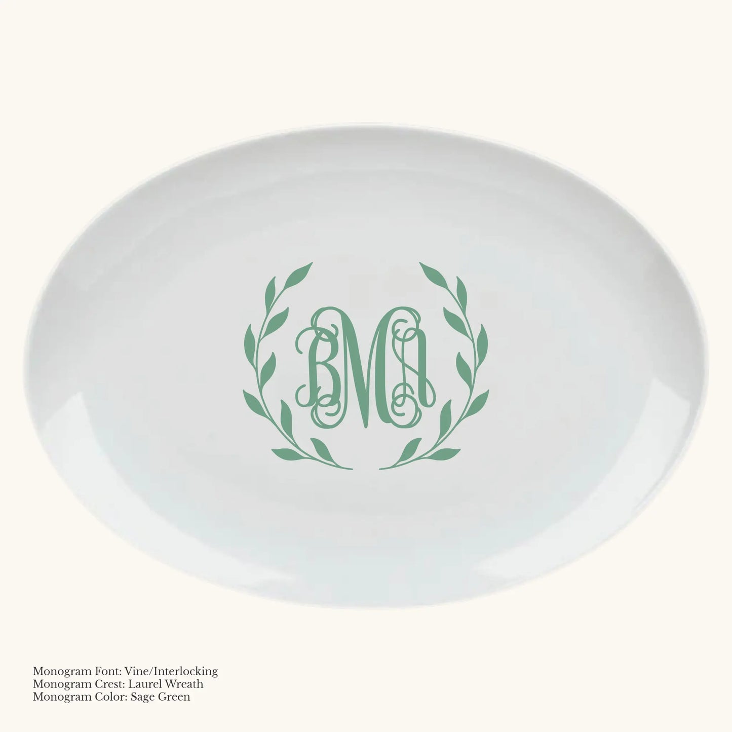 Chic Oval Platter, 16 1/2" - Custom Monogram Faust Heirlooms